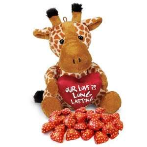 Our Love Is Long Lasting Giraffe with Chocolate Hearts  