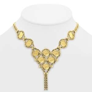   Gold Coin Necklace With 10 Miniature Sized 50 Pesos Coins Jewelry