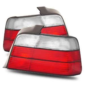  92 98 BMW 3 Series E36 Sedan Red/Clear Tail Lights 