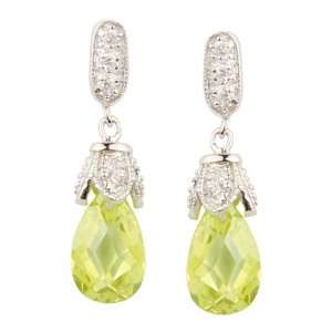  925 Key Lime Drop Peridot CZ Sterling Silver Earrings Willow Company