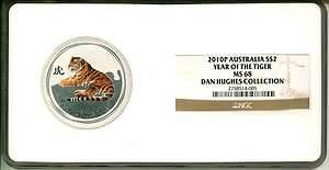 2010 P S$2 Lunar Year Of The Tiger Colorized NGC MS68  
