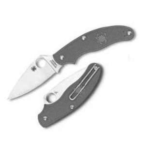   Gray FRN Handle Leaf Blade Plain Edge With Wire Clip 6.94 Inch Overall