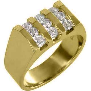 MENS 1.10 CARAT BRILLIANT ROUND CUT DIAMOND RING WEDDING BAND 14KT 