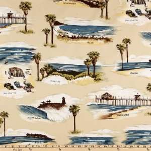    Wide Tropical Broadcloth Beach Vacation Natural Fabric By The Yard