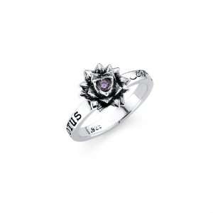 Ed Hardy Authentic Purple Lotus Stackable Ring in Sterling Silver Made 