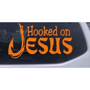 Orange 22in X 12.0in    Hooked On Jesus Christian Car Window Wall 