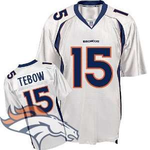 Tim Tebow Broncos Jersey #15 White Authentic NFL Football Jerseys Size 