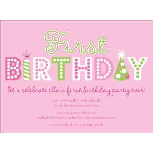  First Birthday Words Pink Invitations 