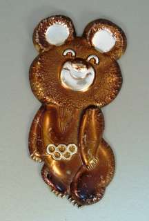1980 MOSCOW 22 SUMMER OLYMPIC GAMES MISHA MASCOT PLAQUE  