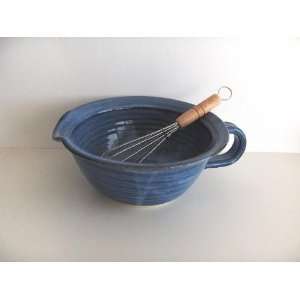  BATTER BOWL WITH WHIP   PACIFICA BLUE GLAZE Kitchen 