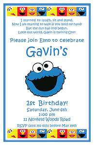 Set of 10 Cookie Monster Sesame Street Personalized Birthday 