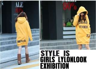 2011 Lady Fashion Simple Letter Thick Hoodie Loose Long Tops Outerwear 