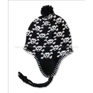   skull Design Winter Ski Trapper Beanie Hat Boy/girl Youth Size   Black