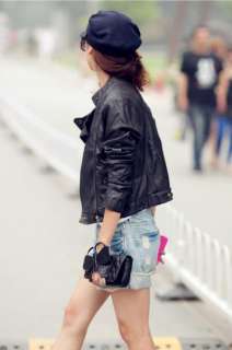 New Women Butterfly Clutch PU leather Tote handbag Shoulder bag Black 