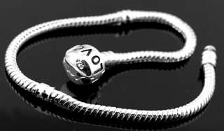 20p snake chain European beaded charm bracelet love black stamp 