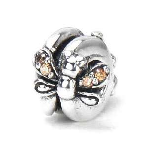  Bella Fascini Double Dragonfly Bead with Champagne CZs 