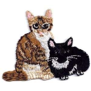  Cats   Brown & Black Cats/Iron On Embroidered Applique 