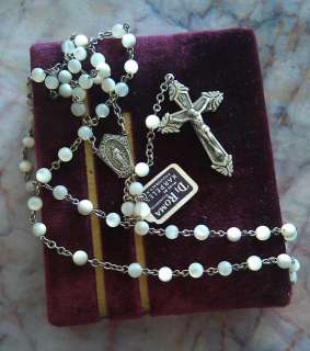 1930s Vintage Sterling Silver Mother of Pearl Miraculous Rosary in 