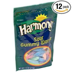 Harmony Sour Worms, 7.5 Ounce Bags (Pack Grocery & Gourmet Food