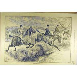  1889 Flying Abreast Hunters Riders Jumping Ladies Hunt 