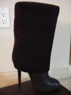 BEBE SHOES Brown BOOTS ADELE leather knit 10 40  
