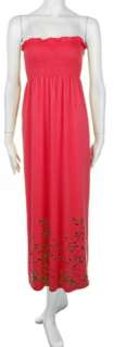 New Strapless Red Summer Smock Dress Medium Large  