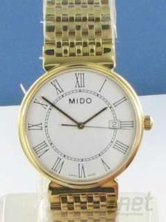 Mido Dorada M1130.3.26.1 Mens Quartz White Dial Gold Tone Watch NEW $ 