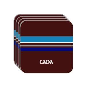 Personal Name Gift   LADA Set of 4 Mini Mousepad Coasters (blue 