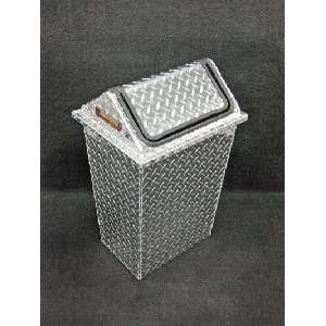   Trash Receptacle with swinging lid; diamond tread aluminum trash can