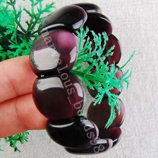 Dark Purple Cats Eye Beads Bracelet 7 G2766  