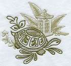 turtle asian embroidered set of 2 bathroom towels  