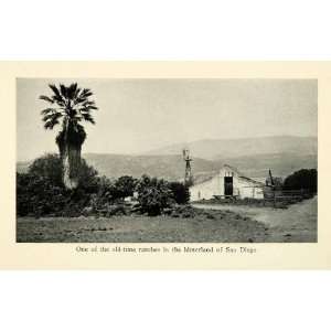  1913 Print Ranch Farm Palm Tree Windmill Barn San Diego 