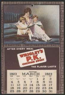 1923 Wrigleys P.K. Chewing Gum Calendar  