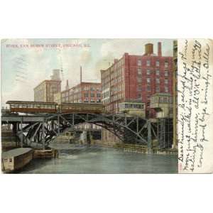   Postcard River at Van Buren Street   Chicago Illinois 