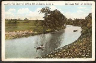 1923 Photo PC Mount Clemens MI CLINTON RIVER Bath House  