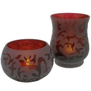  Pacific Accents Willmington Etched Glass Tea Light Holders 