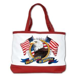   Purse (2 Sided) Red Bald Eagle Emblem with US Flag 