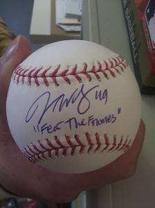 VANCE WORLEY Phillies Signed OMLB Baseball INSCRIBED FEAR THE FRAMES 