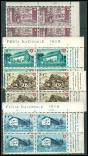 SWITZERLAND. 1949. Union feast 4 blocks set. AFA #527 30 $ 54 MNH 