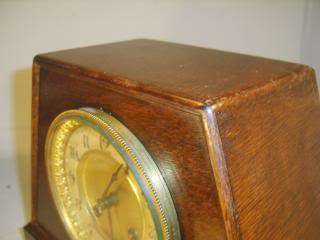 Art Deco Oak Cased Mantel Clock , Great Shape  