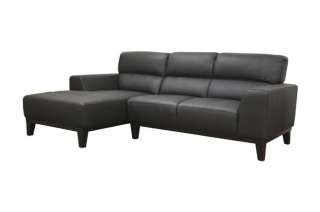 Jocelyn Black Tufted Leather Modern Sofa Sectional  