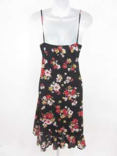 NAF NAF Black Floral Print Frill Sleeveless Dress Sz L  
