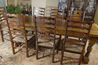English Farmhouse Refectory Table & 8 Ladderback Chairs  