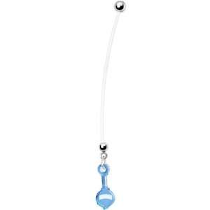  Light Blue Baby Rattle Pregnant Belly Ring Jewelry