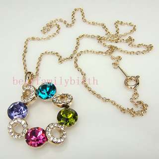 18K rose gold GP multi SWAROVSKI Crystal necklace 354  
