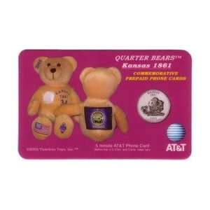   Card 5m Kansas (#34) Quarter Bear Pictures Bean Bag Toy, Coin, Flag