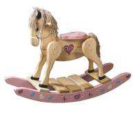 Amish Wooden Handpainted Pink Hearts Rocking Horse  