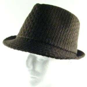 NEW WOVEN WOOL STINGY FEDORA TRILBY HAT CAP BROWN L/XL  