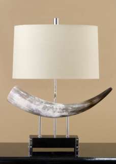 MODERN RUSTIC WESTERN NATURAL WILD BUFFALO HORN LAMP  