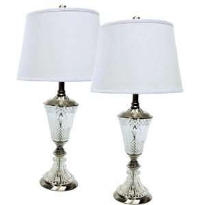  Sofia Table Lamp Set of 2 (Crystal and Brush Nickel) (28H 